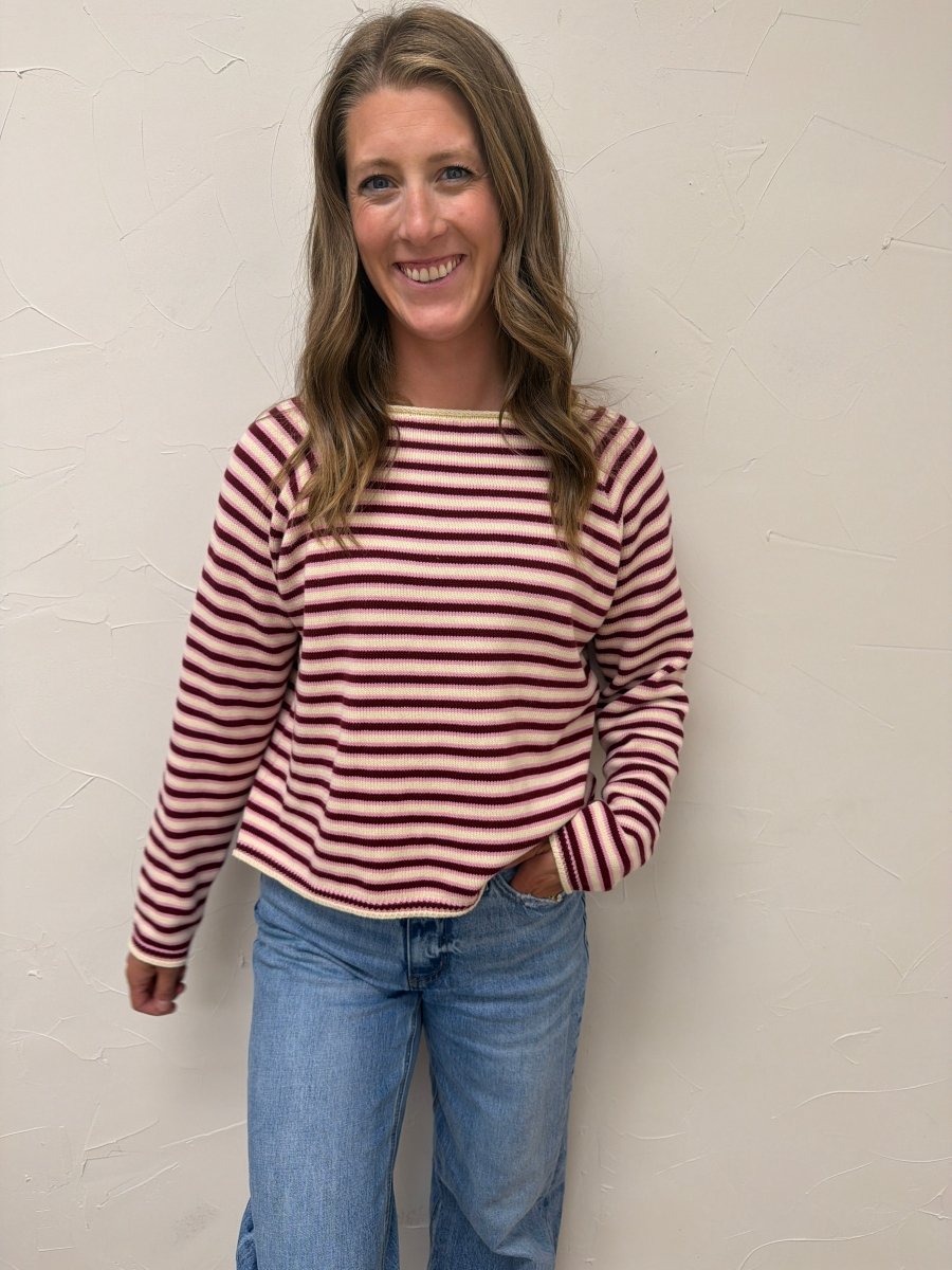 Stripe Crew Neck Knit Sweater - Three:Twelve Boutique - Wishlist