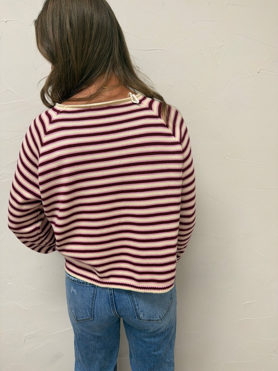 Stripe Crew Neck Knit Sweater - Three:Twelve Boutique - Wishlist