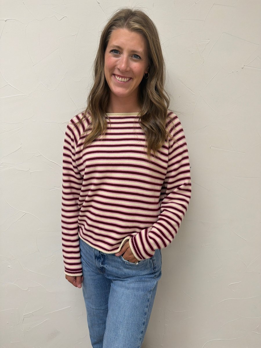 Stripe Crew Neck Knit Sweater - Three:Twelve Boutique - Wishlist