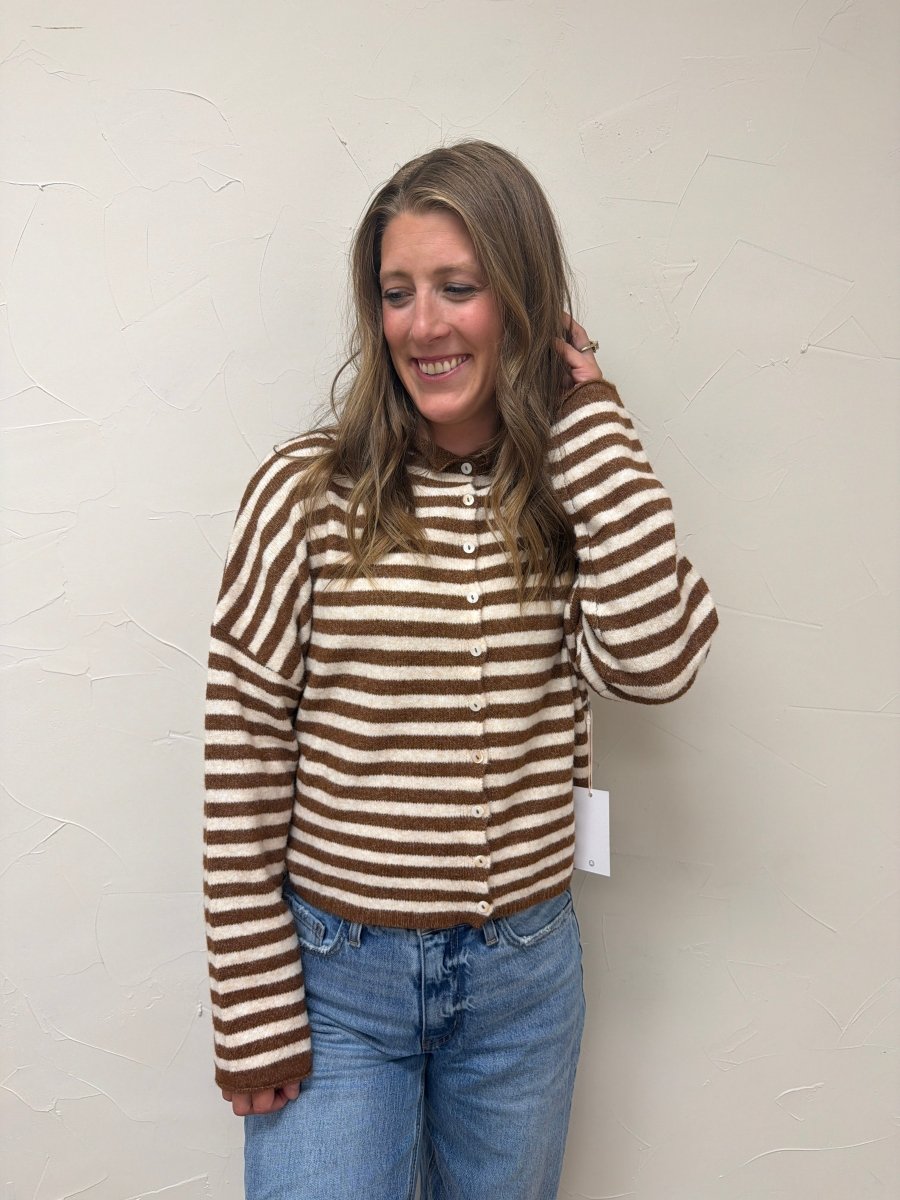 Striped Button Down Cardigan - Three:Twelve Boutique - Things Between