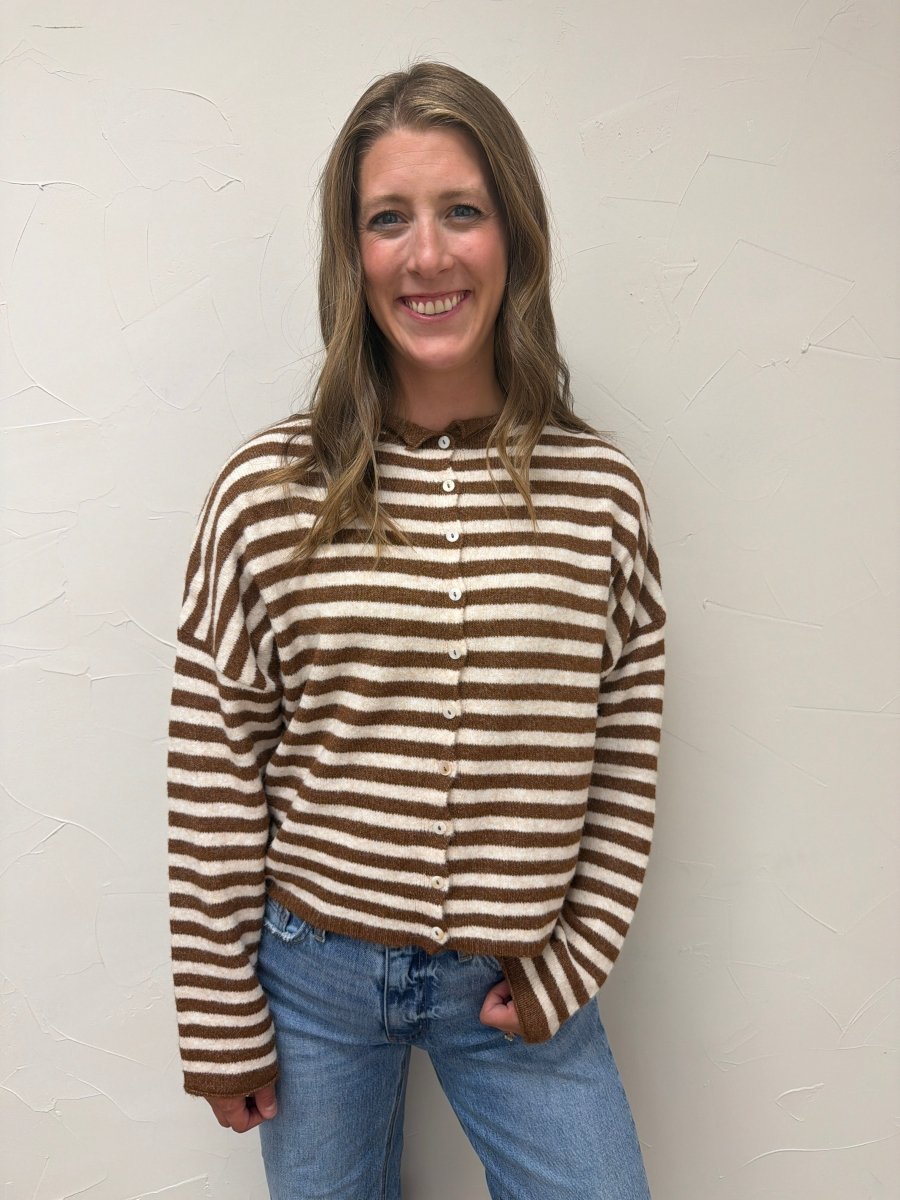 Striped Button Down Cardigan - Three:Twelve Boutique - Things Between