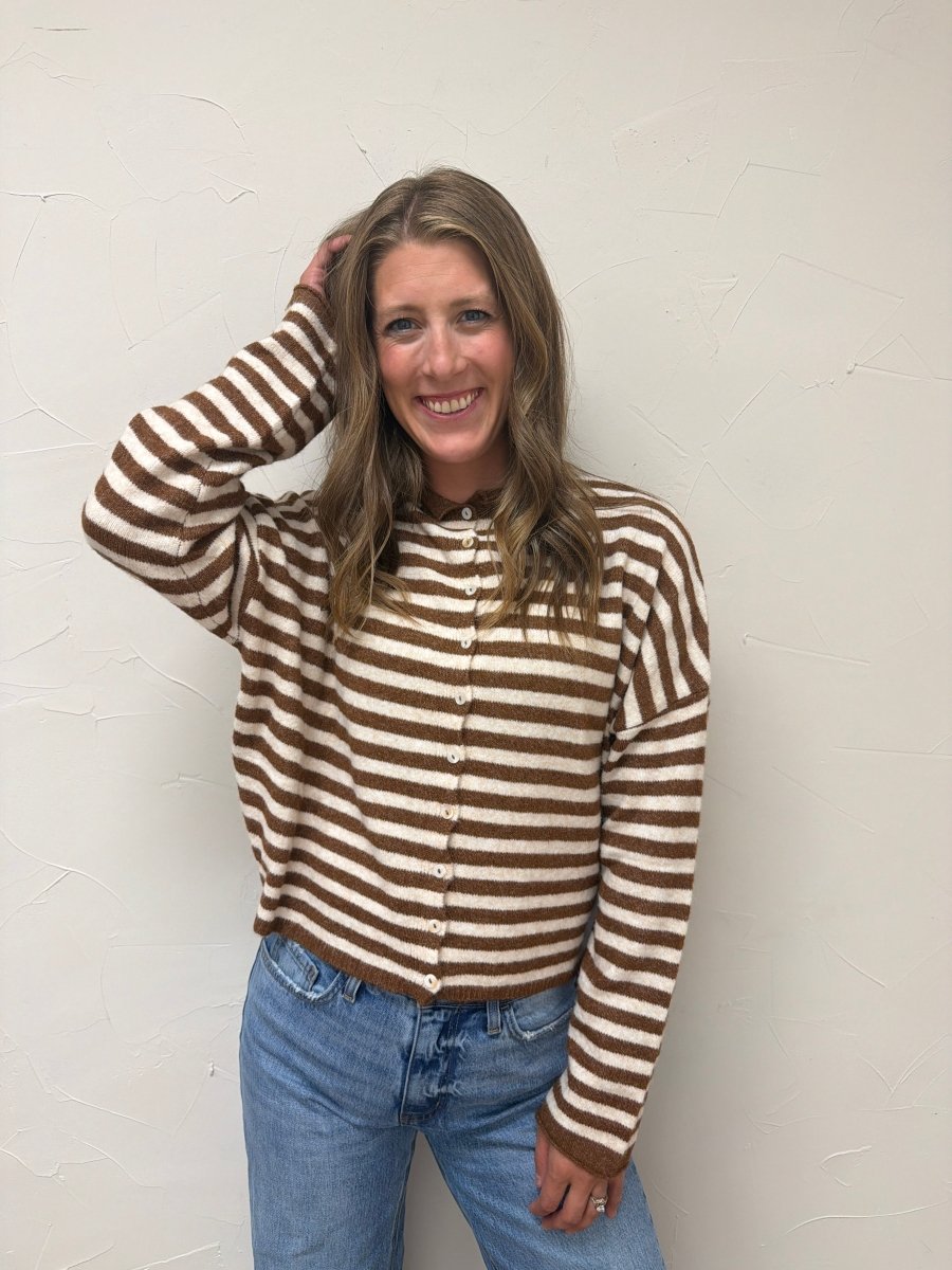 Striped Button Down Cardigan - Three:Twelve Boutique - Things Between