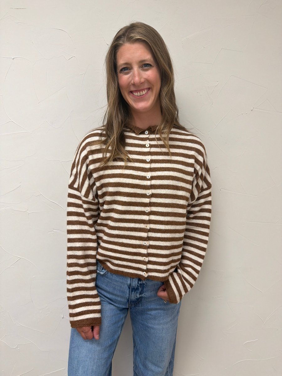 Striped Button Down Cardigan - Three:Twelve Boutique - Things Between