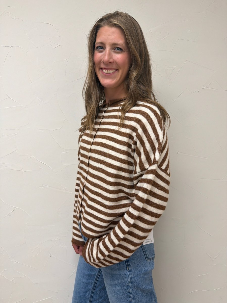 Striped Button Down Cardigan - Three:Twelve Boutique - Things Between