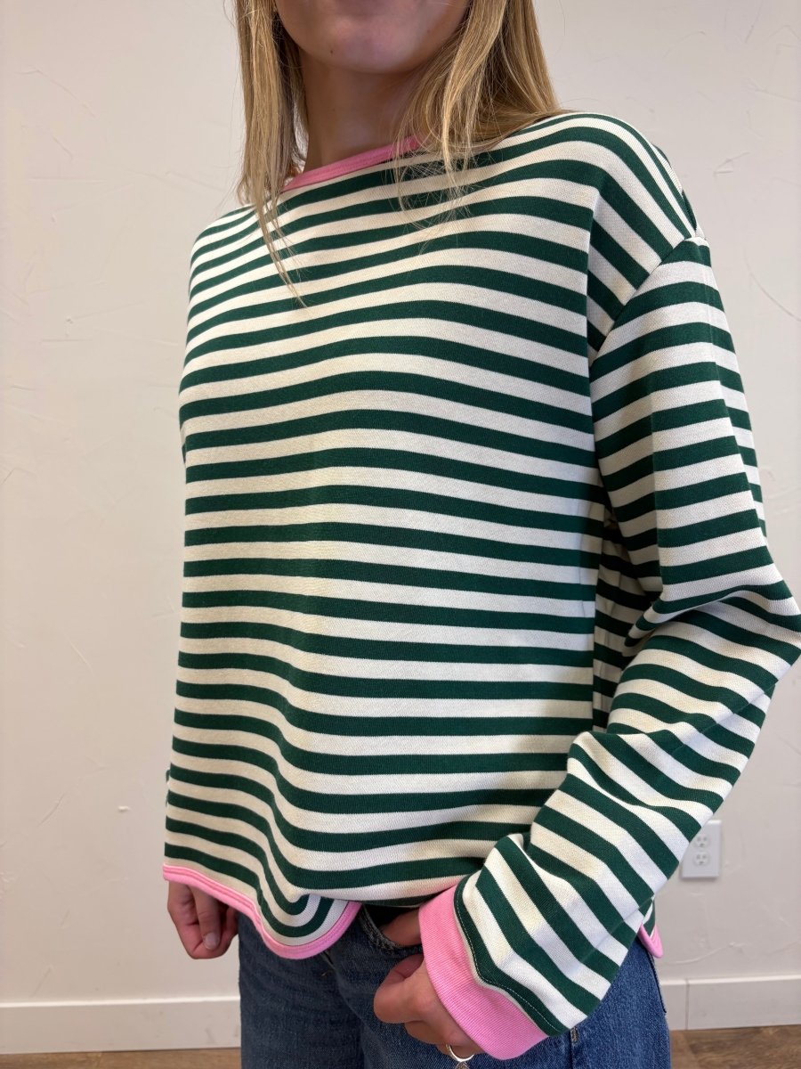 Striped Contrast Trim Sweatshirt - Three:Twelve Boutique - Wishlist