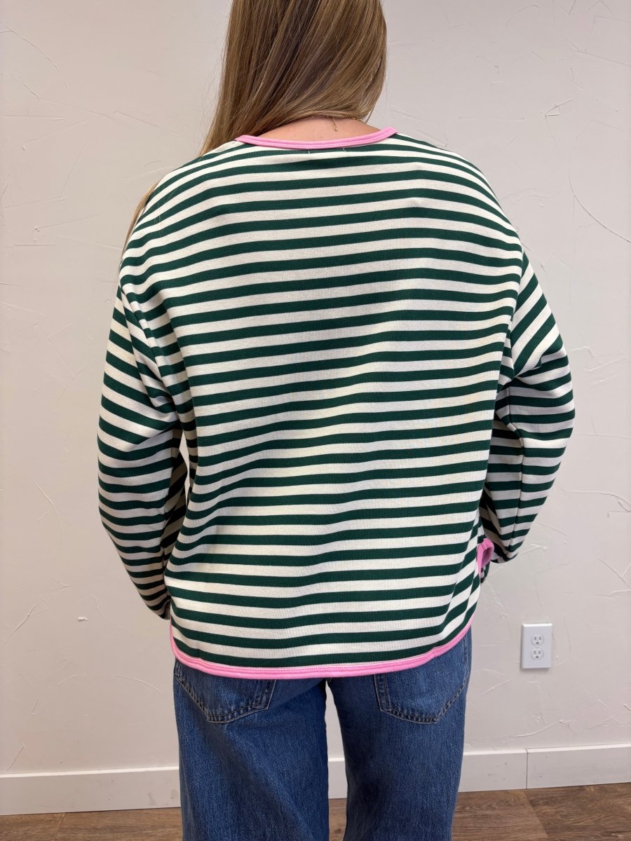 Striped Contrast Trim Sweatshirt - Three:Twelve Boutique - Wishlist