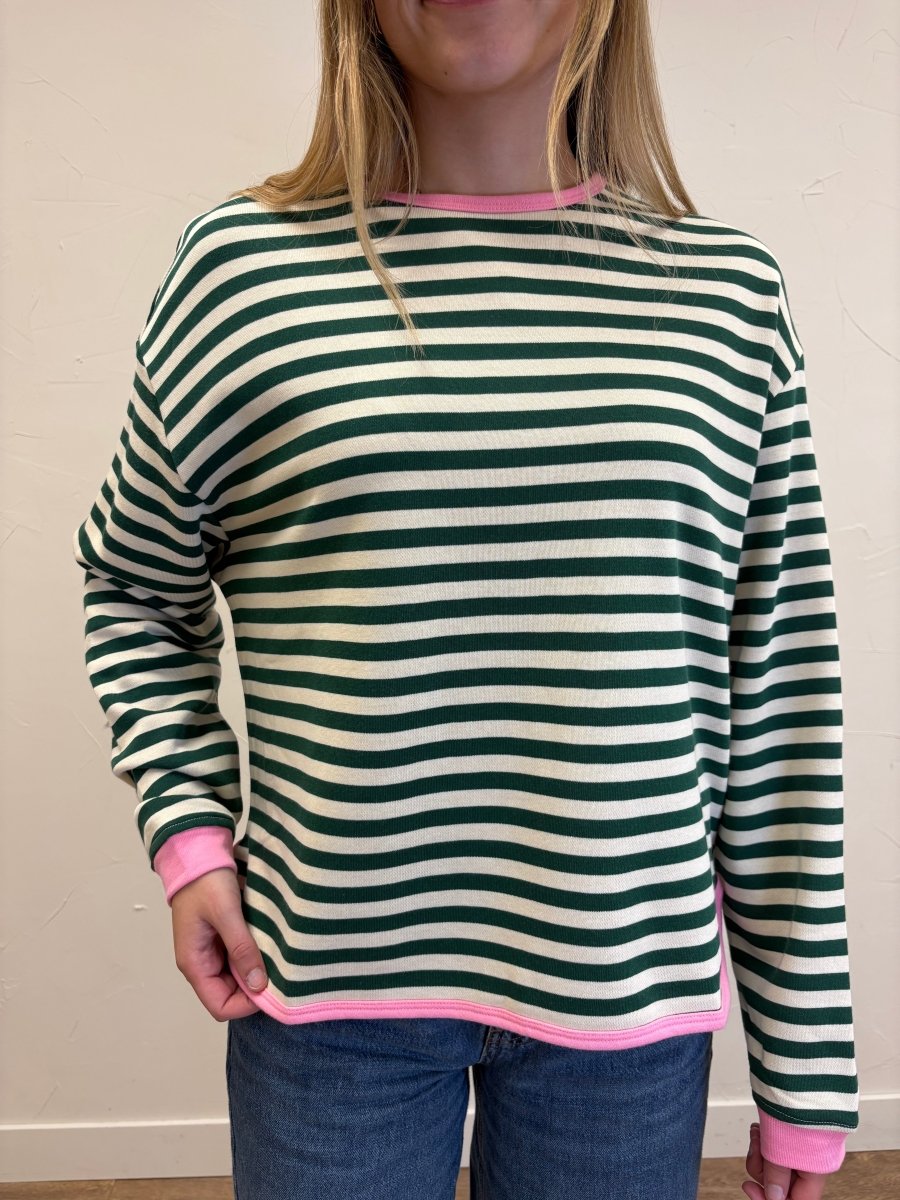 Striped Contrast Trim Sweatshirt - Three:Twelve Boutique - Wishlist