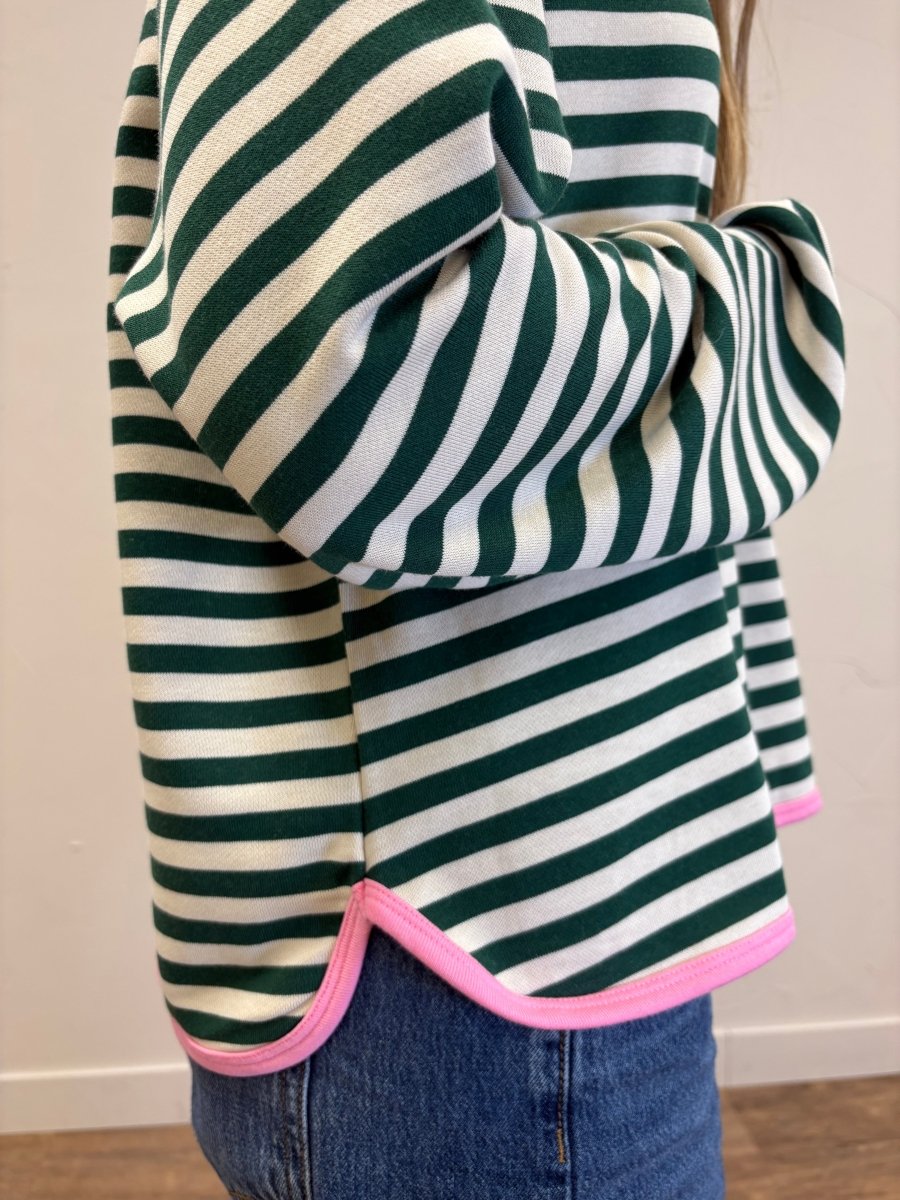 Striped Contrast Trim Sweatshirt - Three:Twelve Boutique - Wishlist