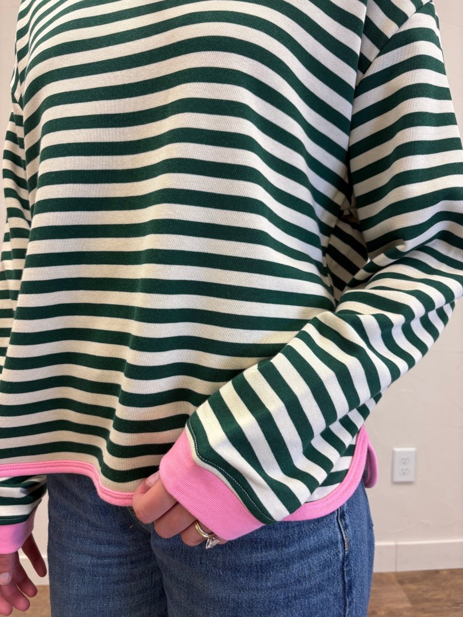 Striped Contrast Trim Sweatshirt - Three:Twelve Boutique - Wishlist