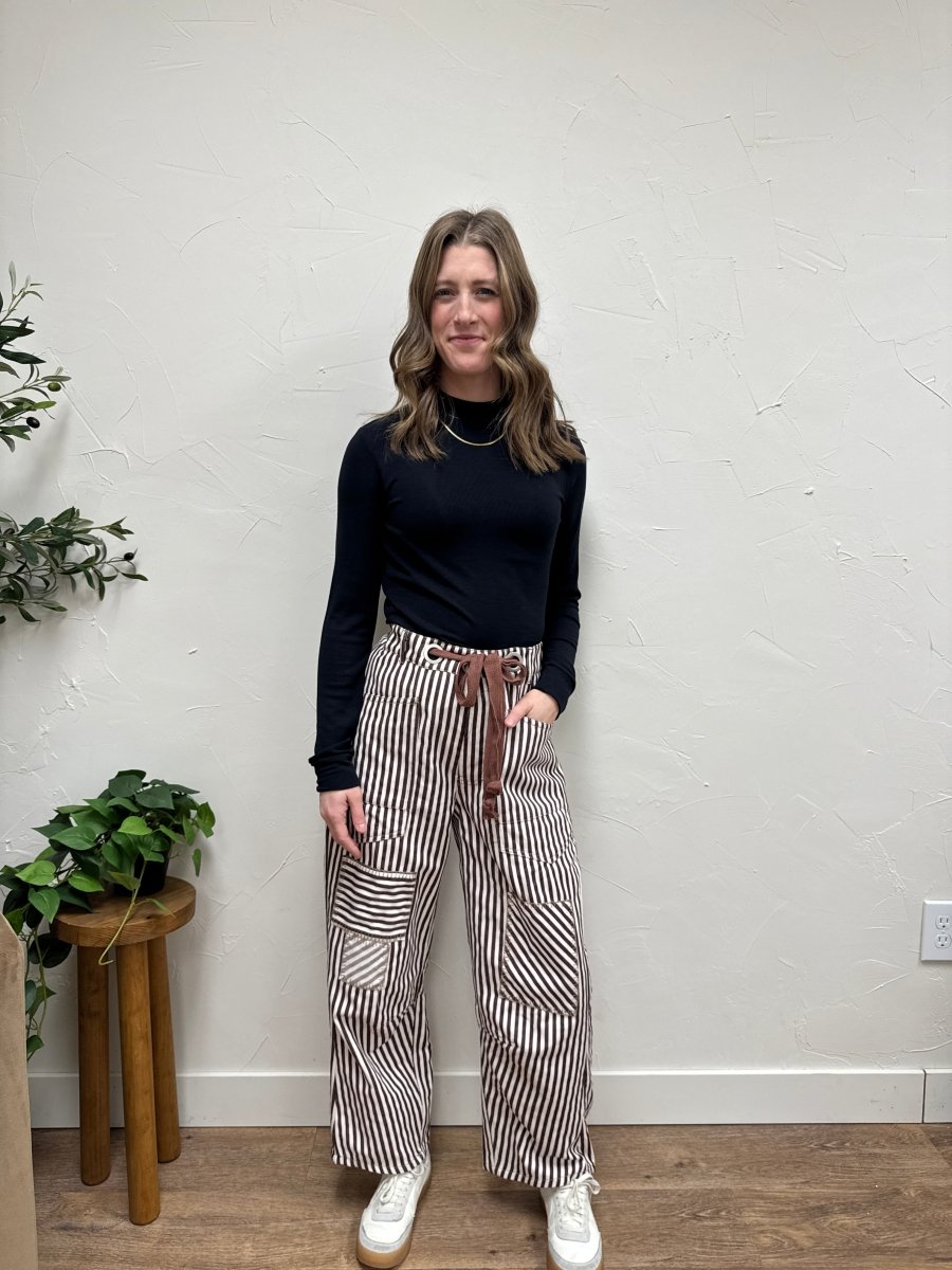 Striped Drawstring Barrel Pant - Three:Twelve Boutique - eesome