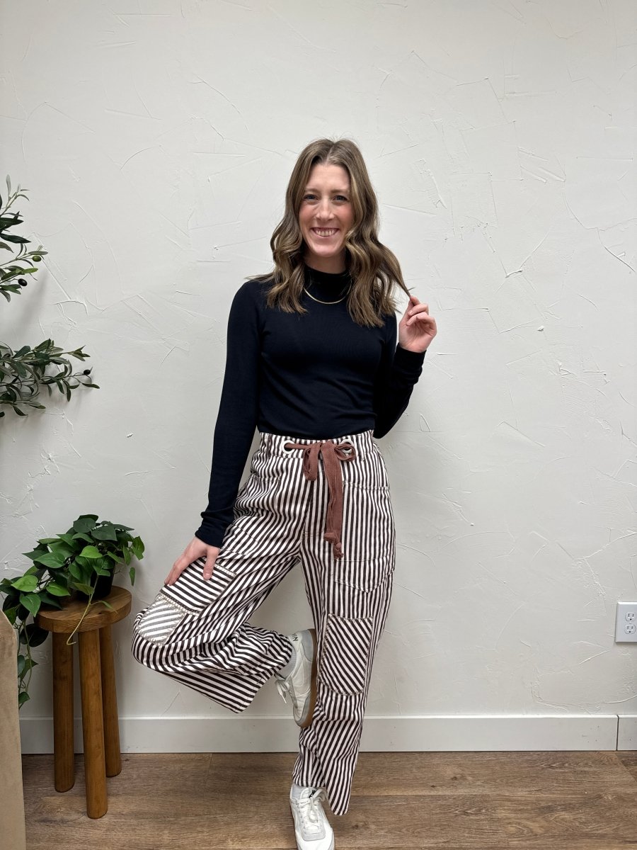Striped Drawstring Barrel Pant - Three:Twelve Boutique - eesome