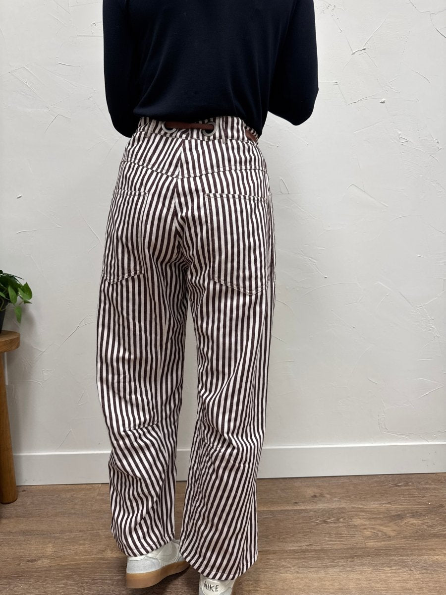 Striped Drawstring Barrel Pant - Three:Twelve Boutique - eesome