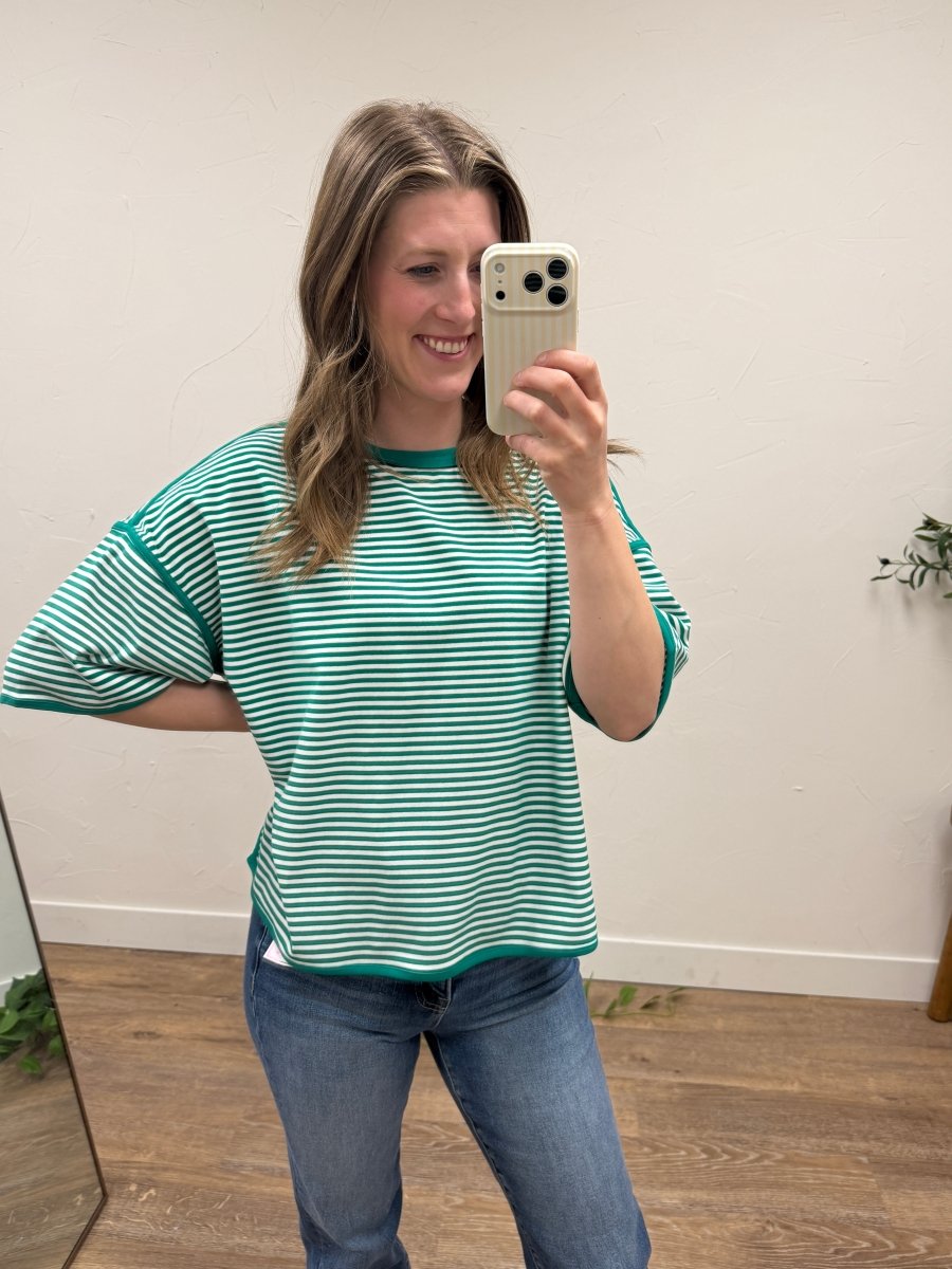 Striped Oversized Knit Top - Three:Twelve Boutique - Sewn + Seen