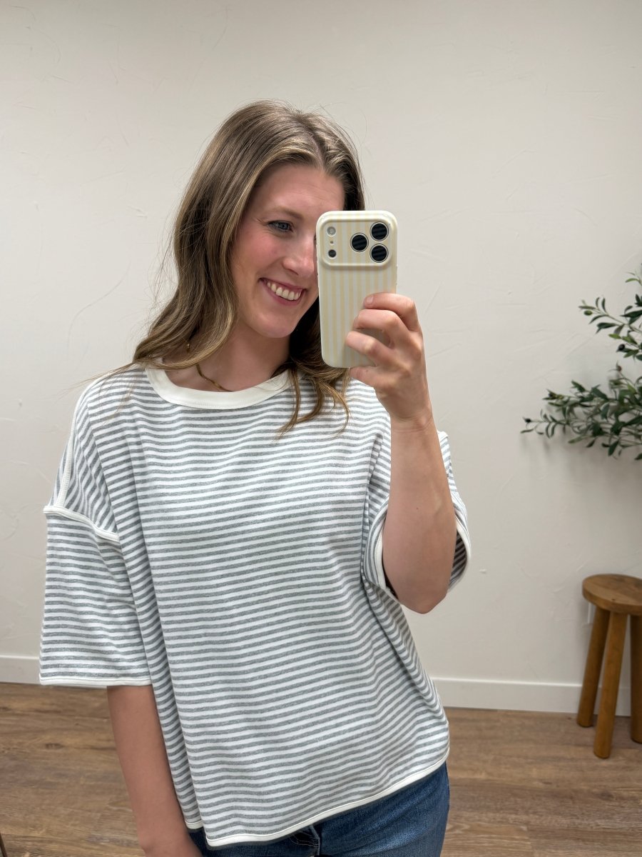 Striped Oversized Knit Top - Three:Twelve Boutique - Sewn + Seen