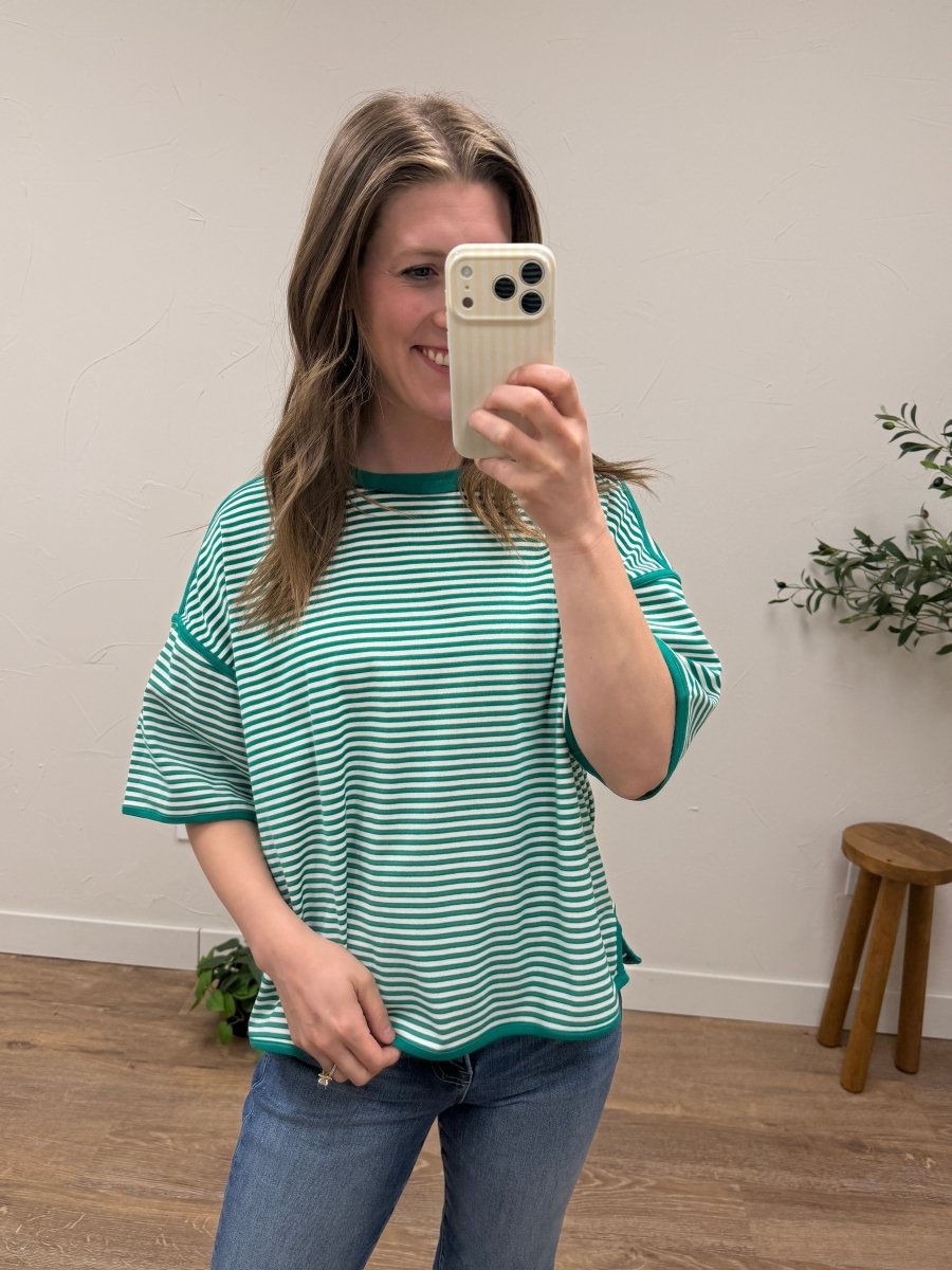 Striped Oversized Knit Top - Three:Twelve Boutique - Sewn + Seen