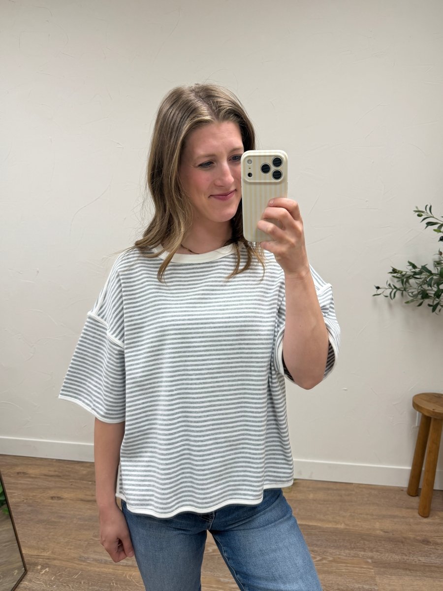 Striped Oversized Knit Top - Three:Twelve Boutique - Sewn + Seen