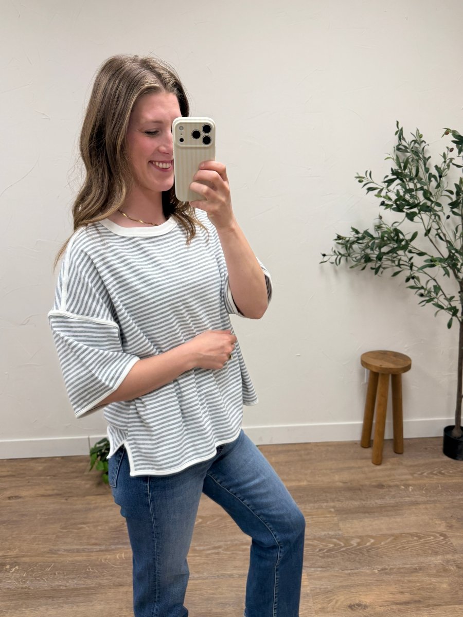 Striped Oversized Knit Top - Three:Twelve Boutique - Sewn + Seen