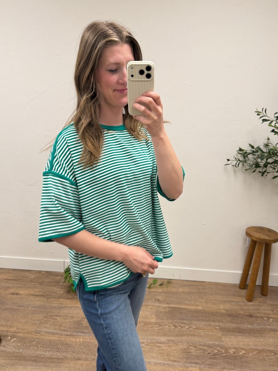 Striped Oversized Knit Top - Three:Twelve Boutique - Sewn + Seen