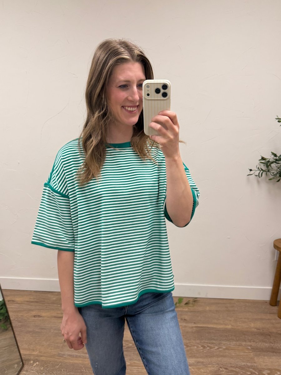 Striped Oversized Knit Top - Three:Twelve Boutique - Sewn + Seen