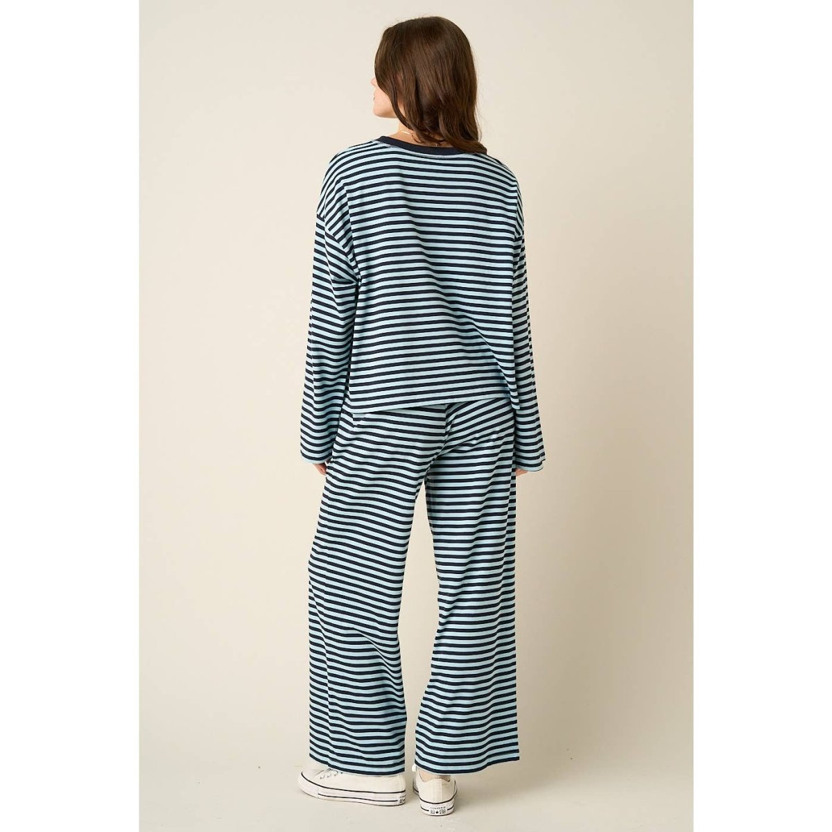 STRIPED PRINT LOUNGE TOP AND PANTS SET - Three:Twelve Boutique - mittoshop