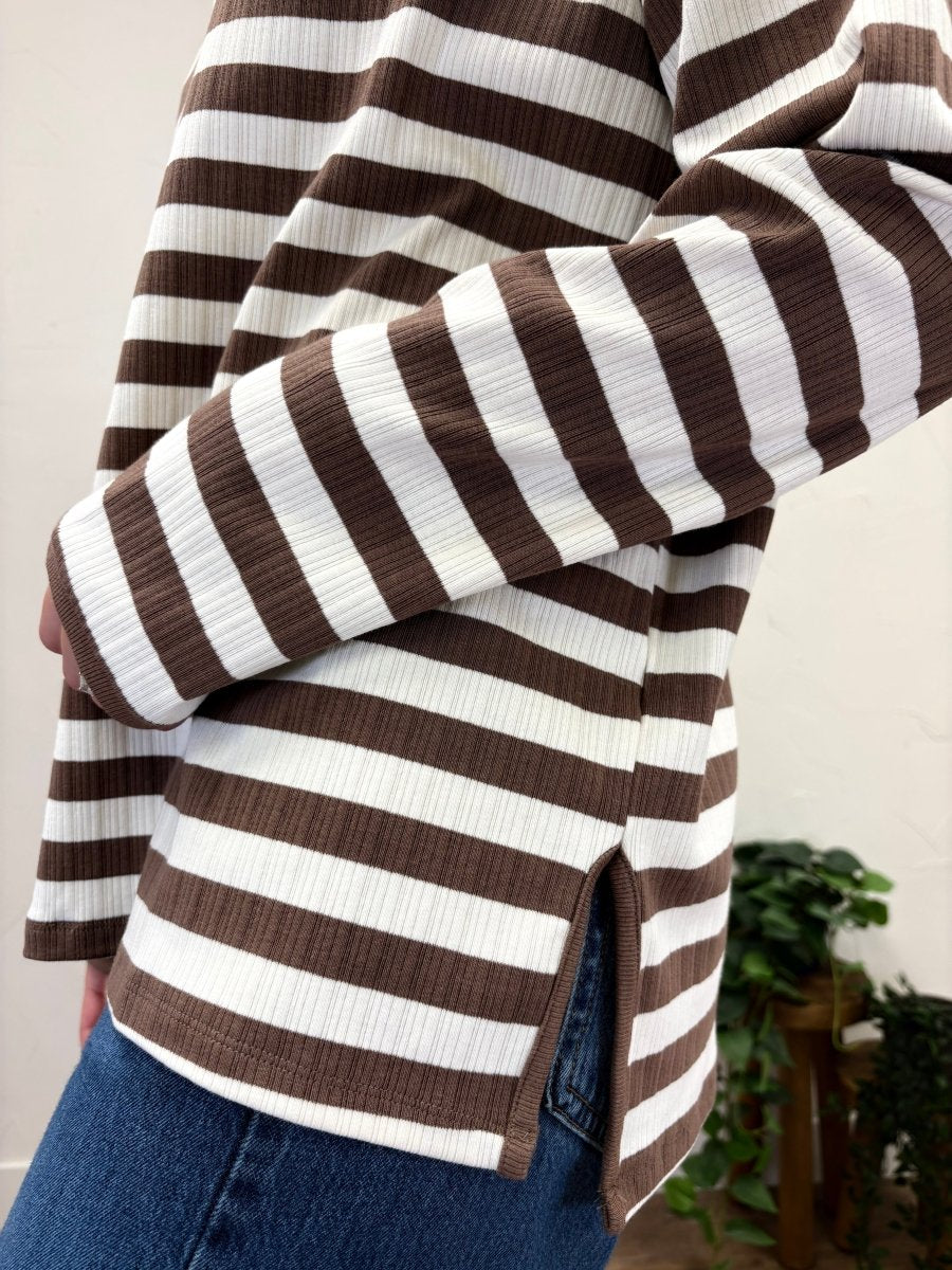 STRIPED RIBBED KNIT TOP - Three:Twelve Boutique - Wishlist