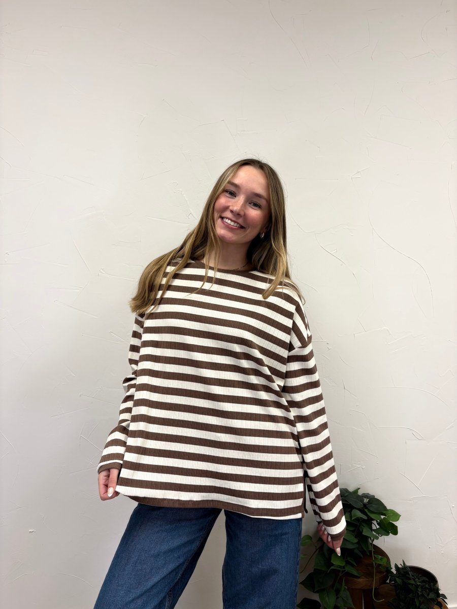 STRIPED RIBBED KNIT TOP - Three:Twelve Boutique - Wishlist