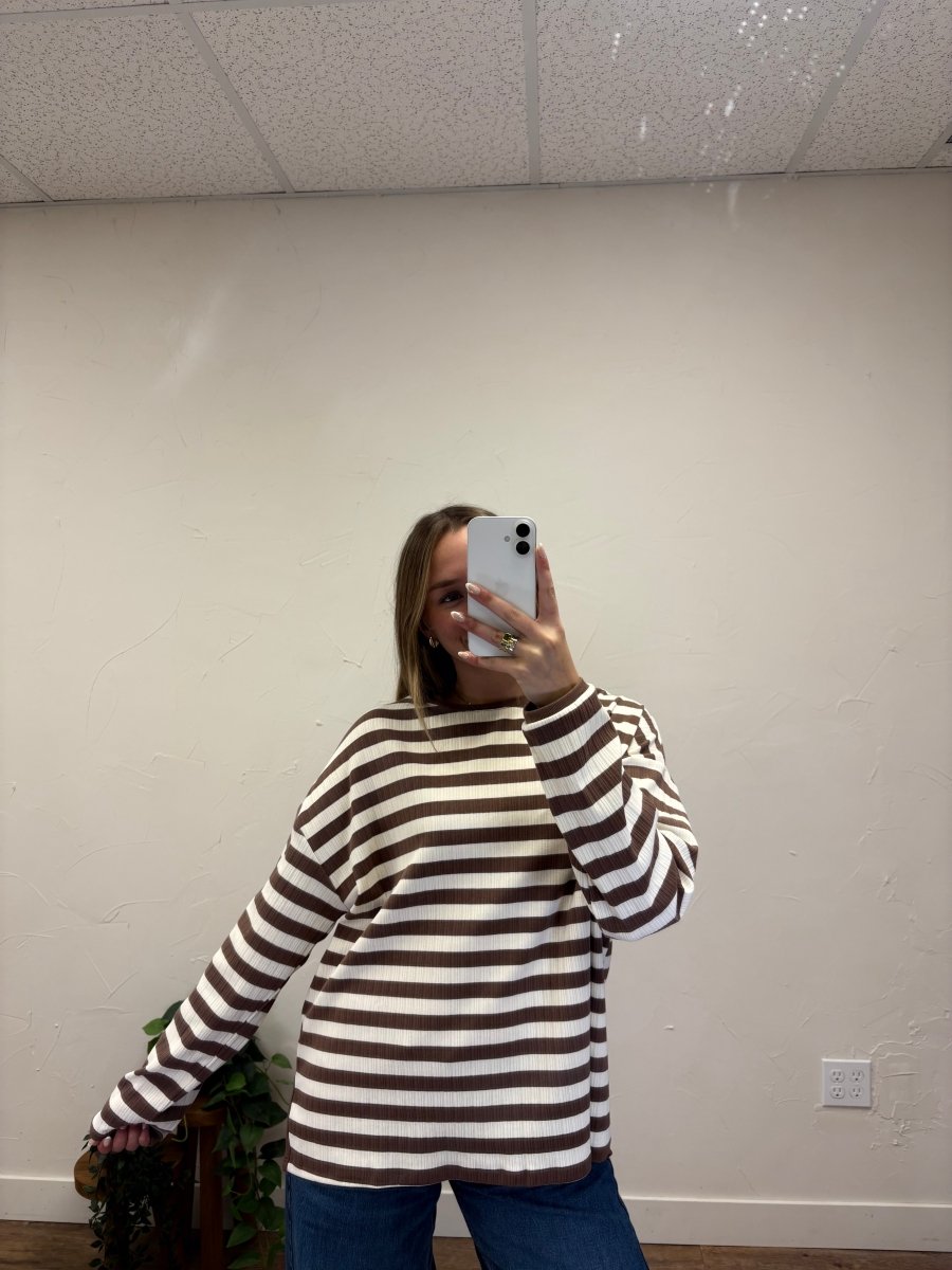 STRIPED RIBBED KNIT TOP - Three:Twelve Boutique - Wishlist