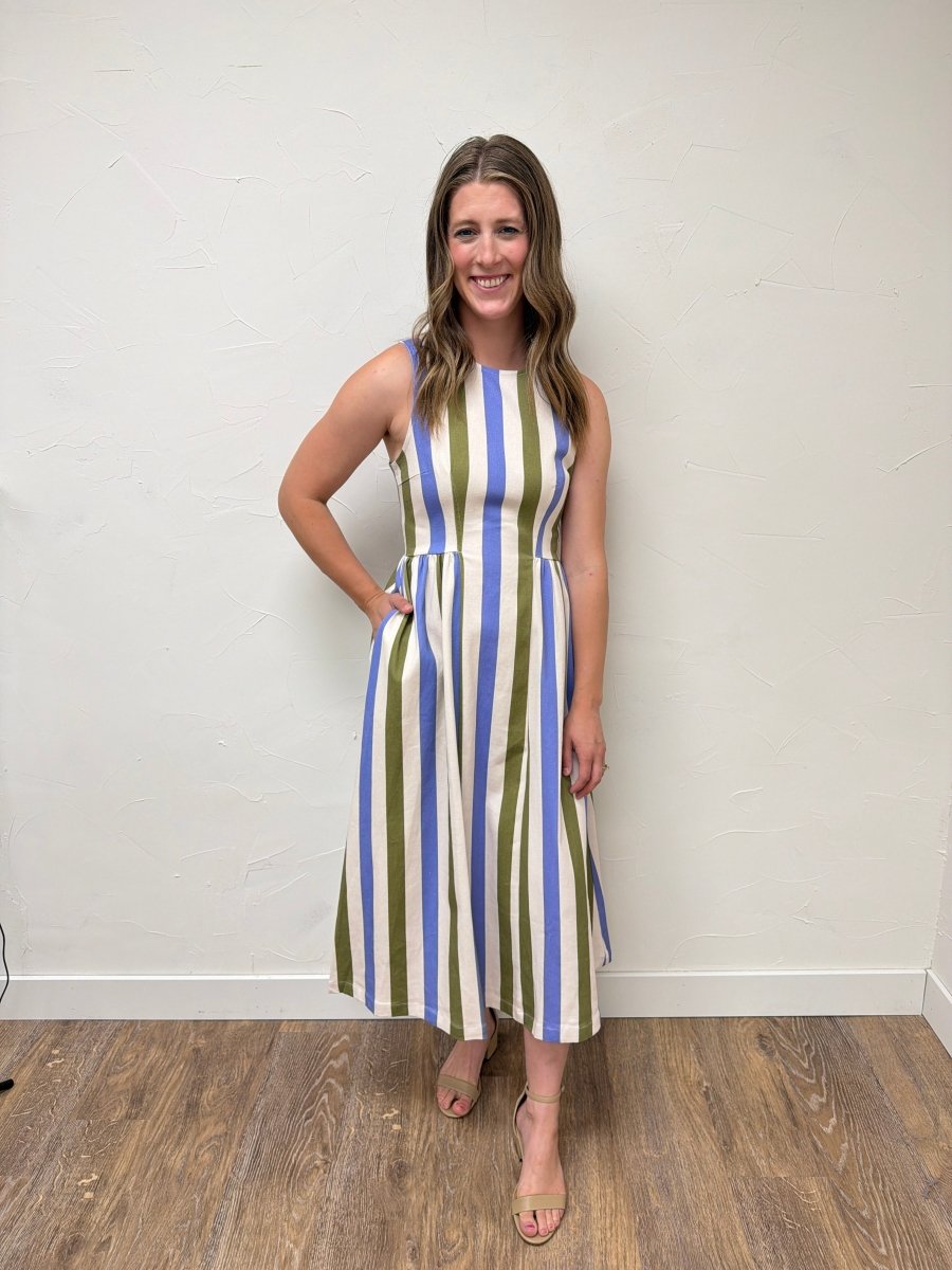 Striped sleeveless midi dress - Three:Twelve Boutique - Entro