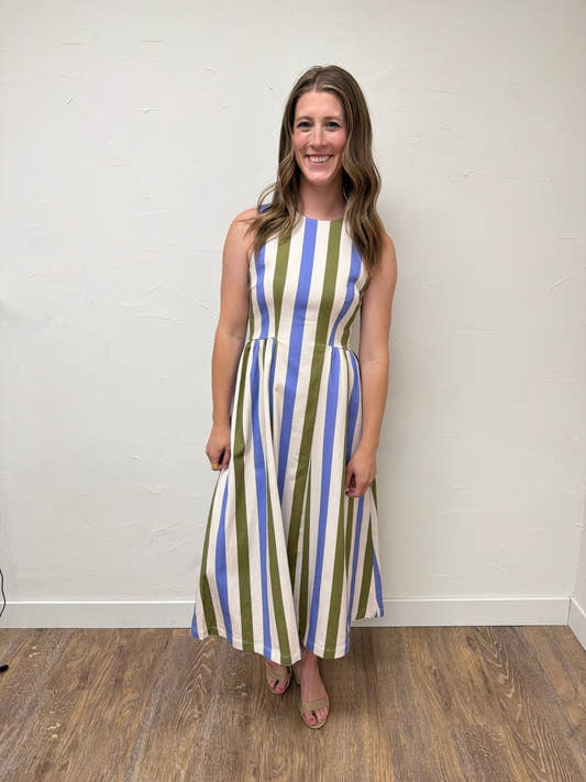 Striped sleeveless midi dress - Three:Twelve Boutique - Entro