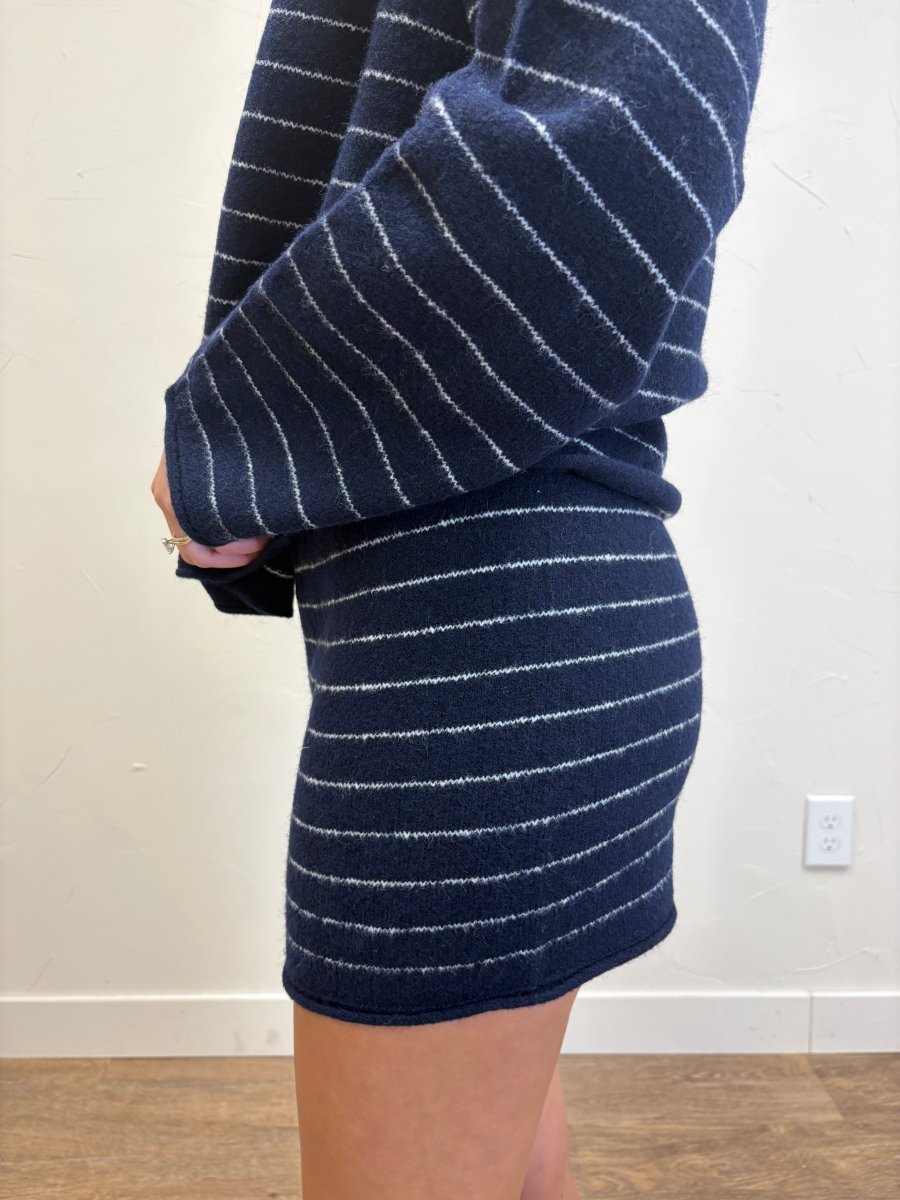 Striped Sweater Knit Mini Shorts - Three:Twelve Boutique - Blu Pepper