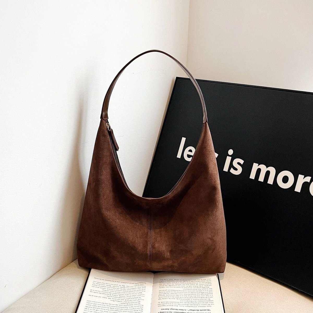 Suede Tote Commuter Underarm Bag : Coffee - Three:Twelve Boutique - Dipped Shop