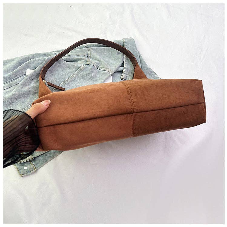 Suede Tote Commuter Underarm Bag : Coffee - Three:Twelve Boutique - Dipped Shop