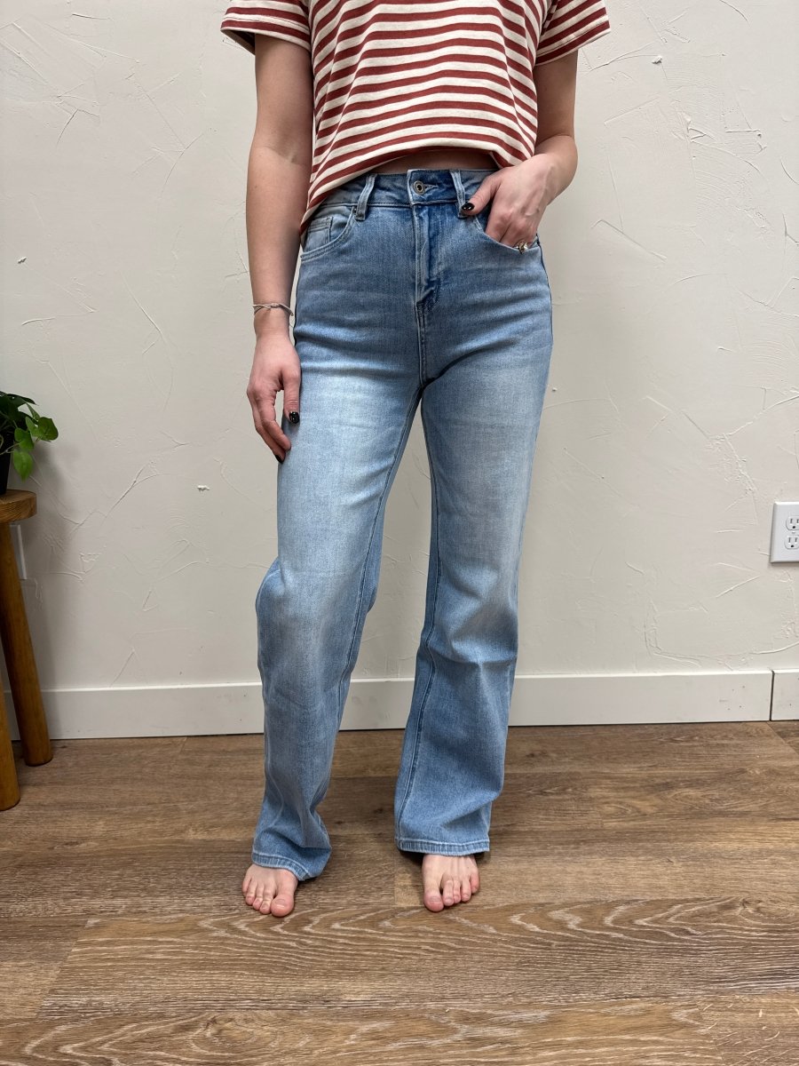 Super High Rise Straight Leg Loose Fit - Three:Twelve Boutique - mica denim