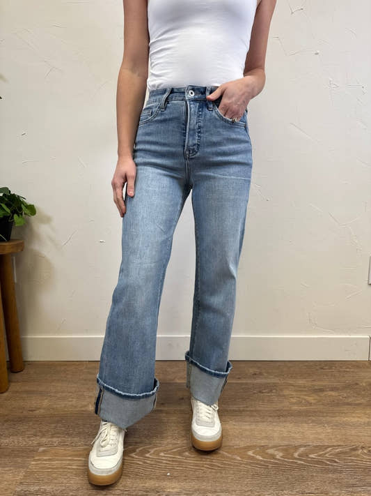 Super High Wide Leg with Cuffed Hem - Three:Twelve Boutique - MIca