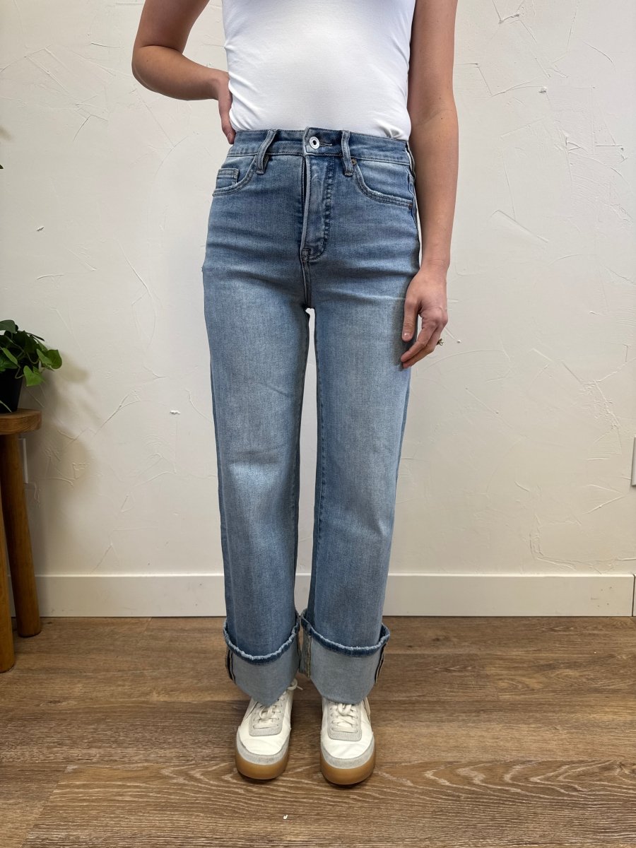 Super High Wide Leg with Cuffed Hem - Three:Twelve Boutique - MIca