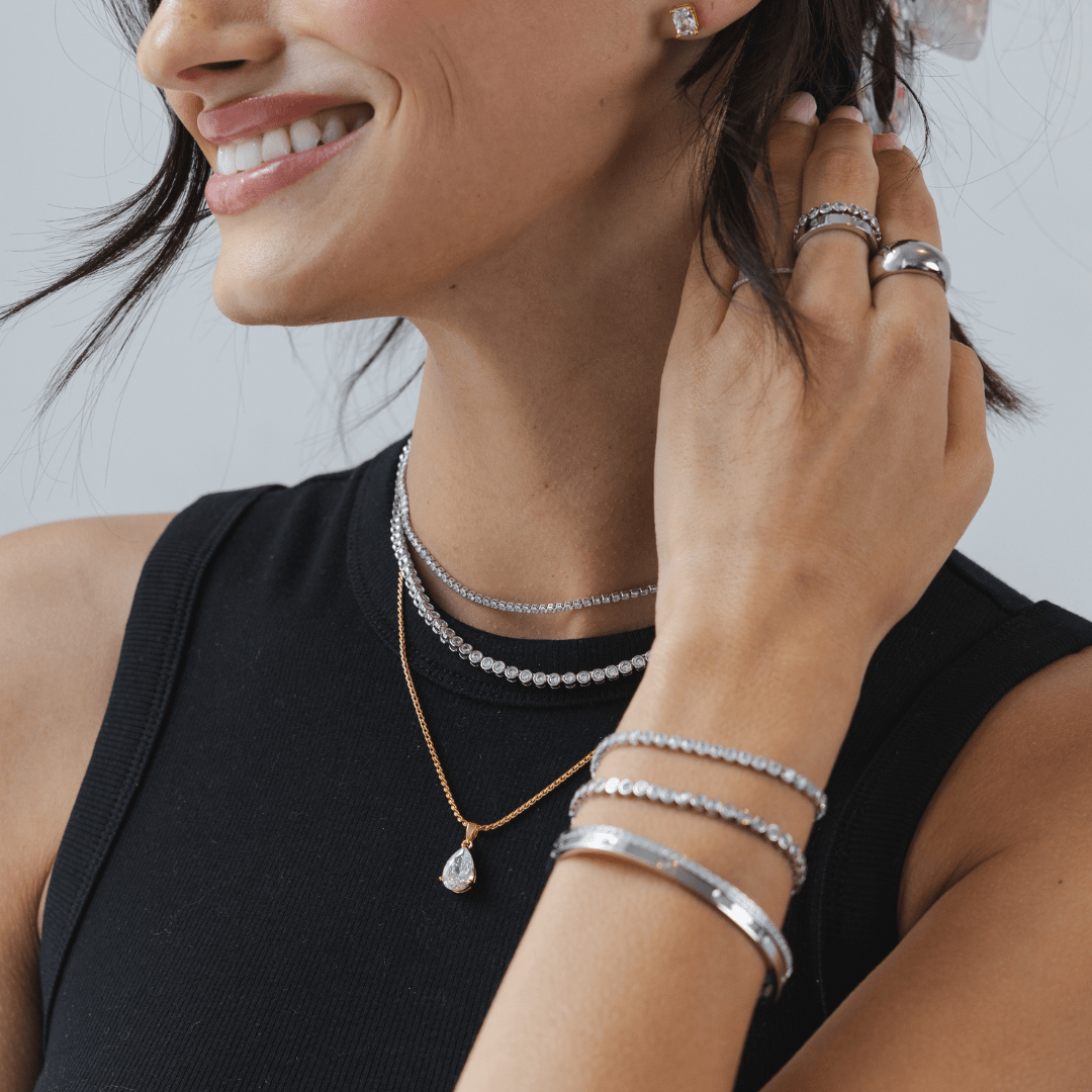 Tennis Choker Silver white diamond - Three:Twelve Boutique - Brenda Grands Waterproof Jewelry