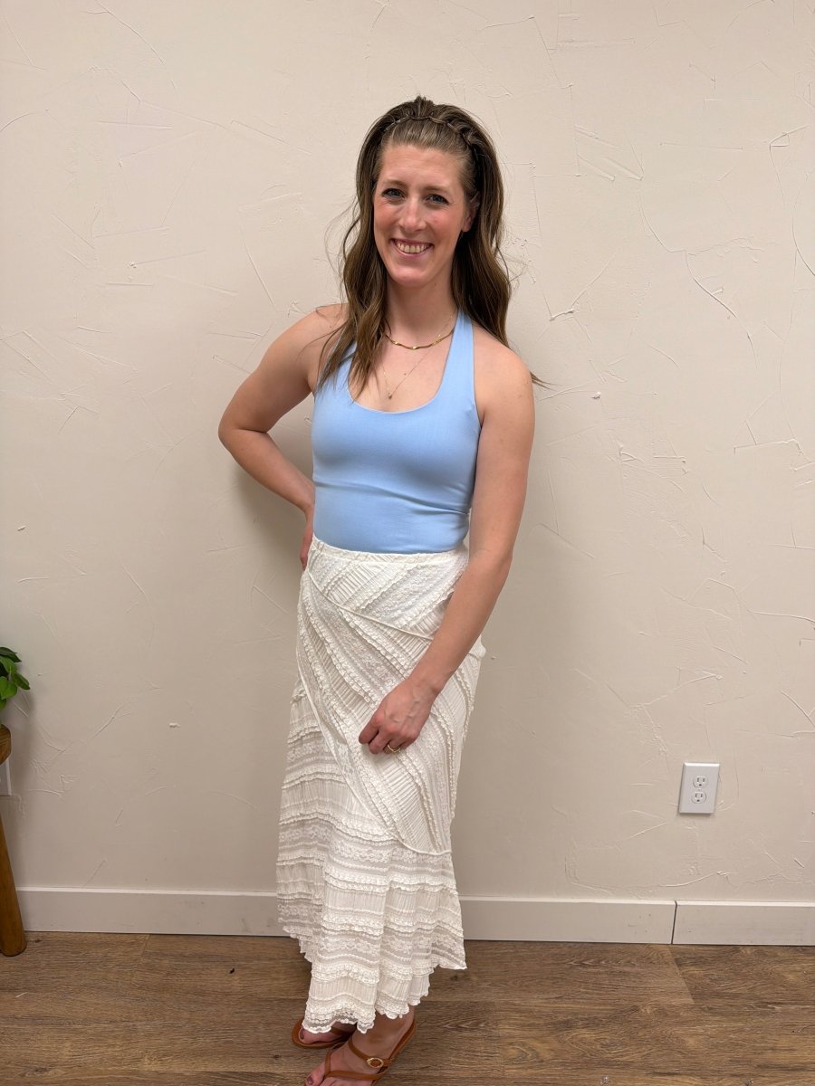 Textured Diagonal Lace Midi Skirt - Three:Twelve Boutique - mustardseed