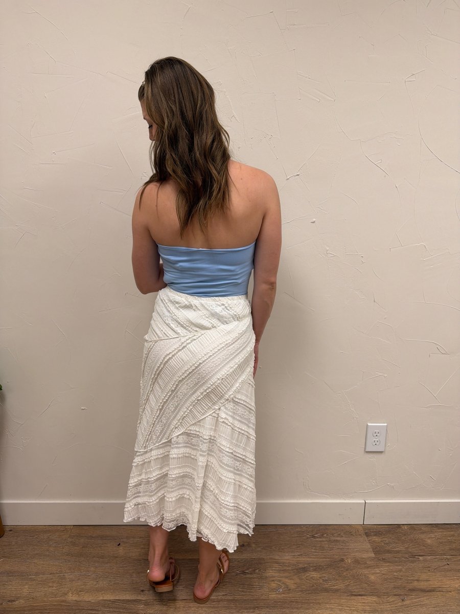 Textured Diagonal Lace Midi Skirt - Three:Twelve Boutique - mustardseed