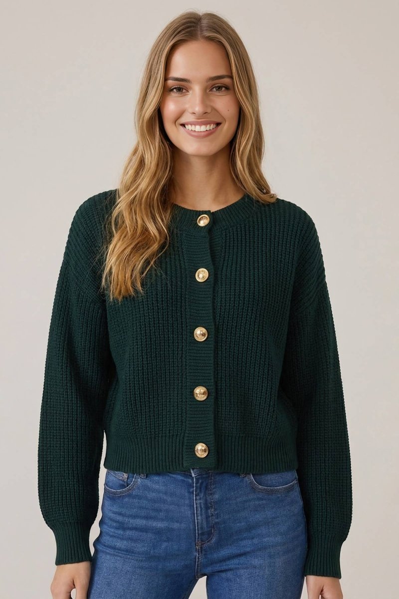 TEXTURED GAUGE BUTTON FRONT CARDIGAN - Three:Twelve Boutique - Doe and Rae