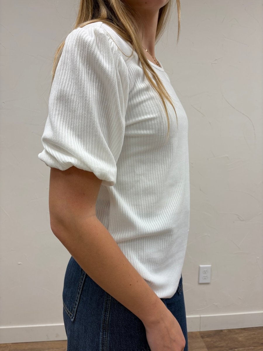 Textured Puff Sleeve Sweater - Three:Twelve Boutique - Mikarose