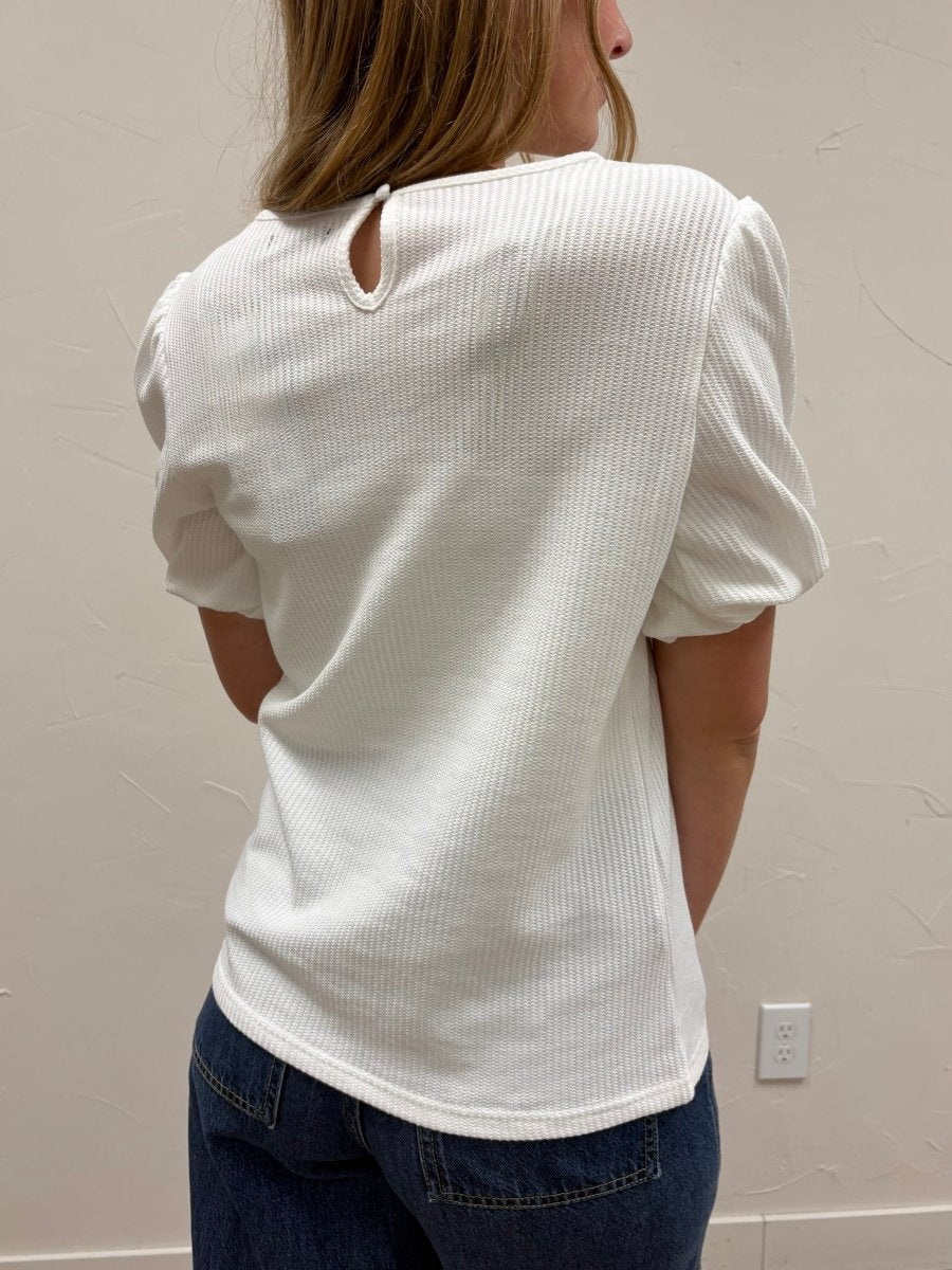 Textured Puff Sleeve Sweater - Three:Twelve Boutique - Mikarose