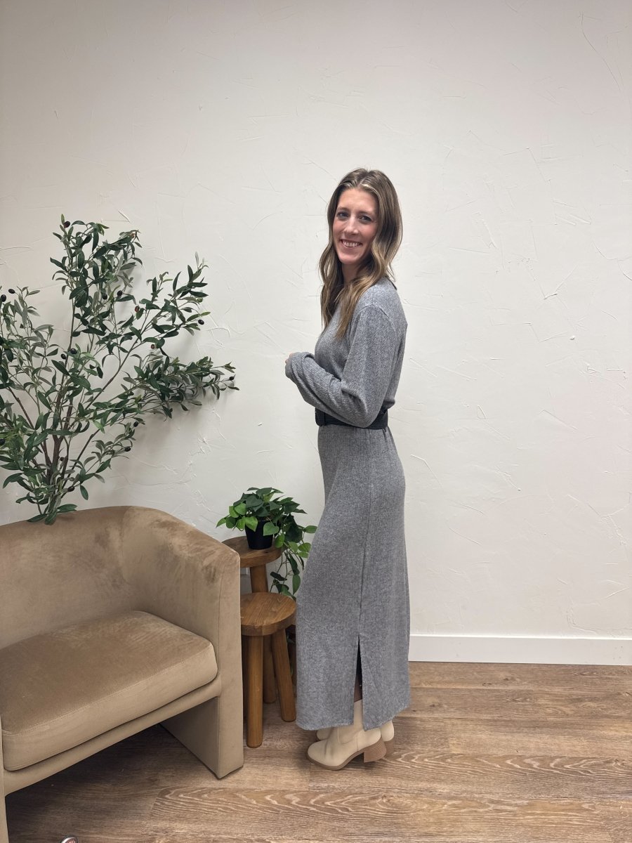 Side angle of The Arden Dress highlighting oversized everyday shape — Three:Twelve Boutique