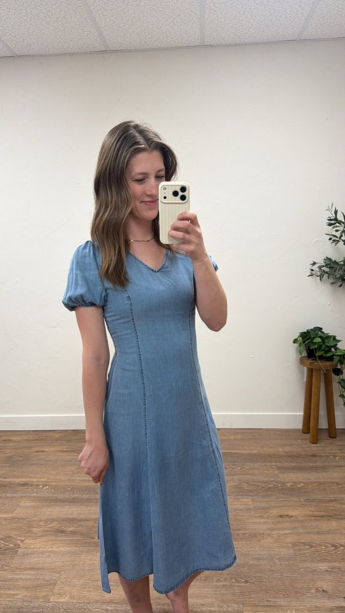 Side view of The Braxton Dress showing zipper detail and shape — Three:Twelve Boutique