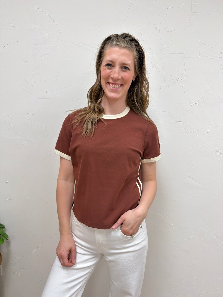 Front view of model wearing The Cait Top with relaxed everyday silhouette — Three:Twelve Boutique