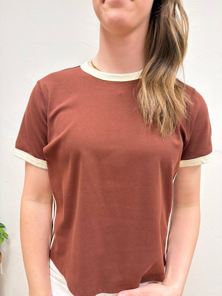 Close up of fabric texture and neckline detail on The Cait Top — Three:Twelve Boutique