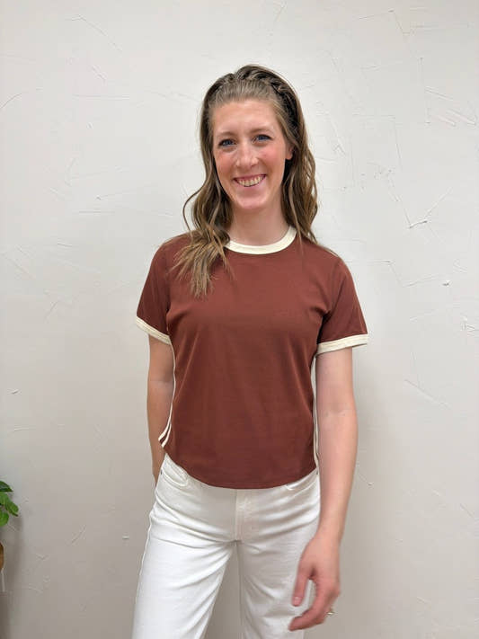 Front view of model wearing The Cait Top with relaxed everyday silhouette — Three:Twelve Boutique