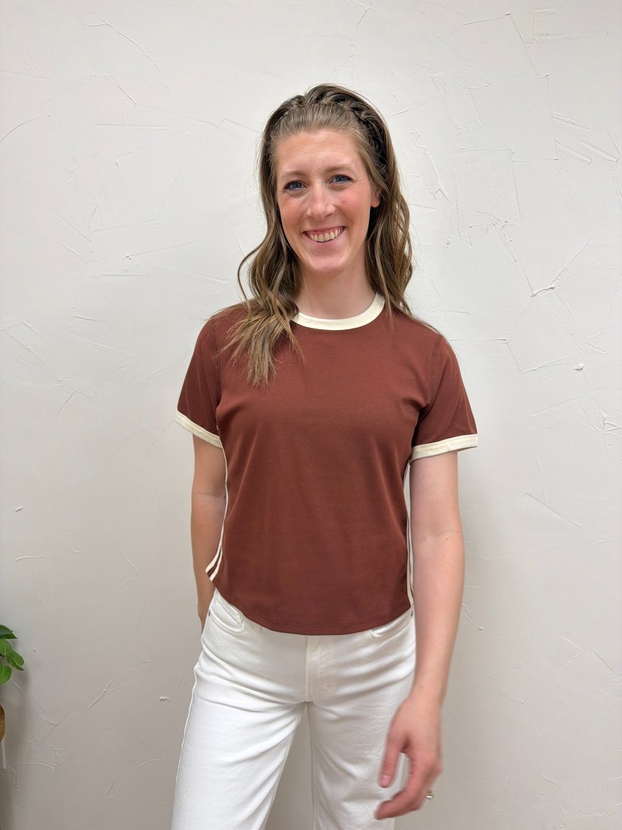 Front view of model wearing The Cait Top with relaxed everyday silhouette — Three:Twelve Boutique