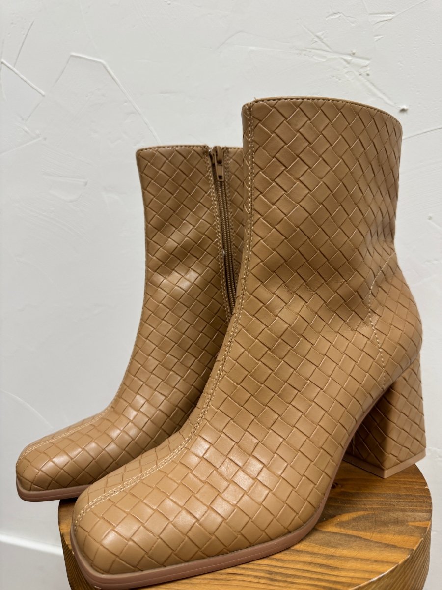 The Demi Woven Block Heel Ankle Boot - Three:Twelve Boutique - Three:Twelve