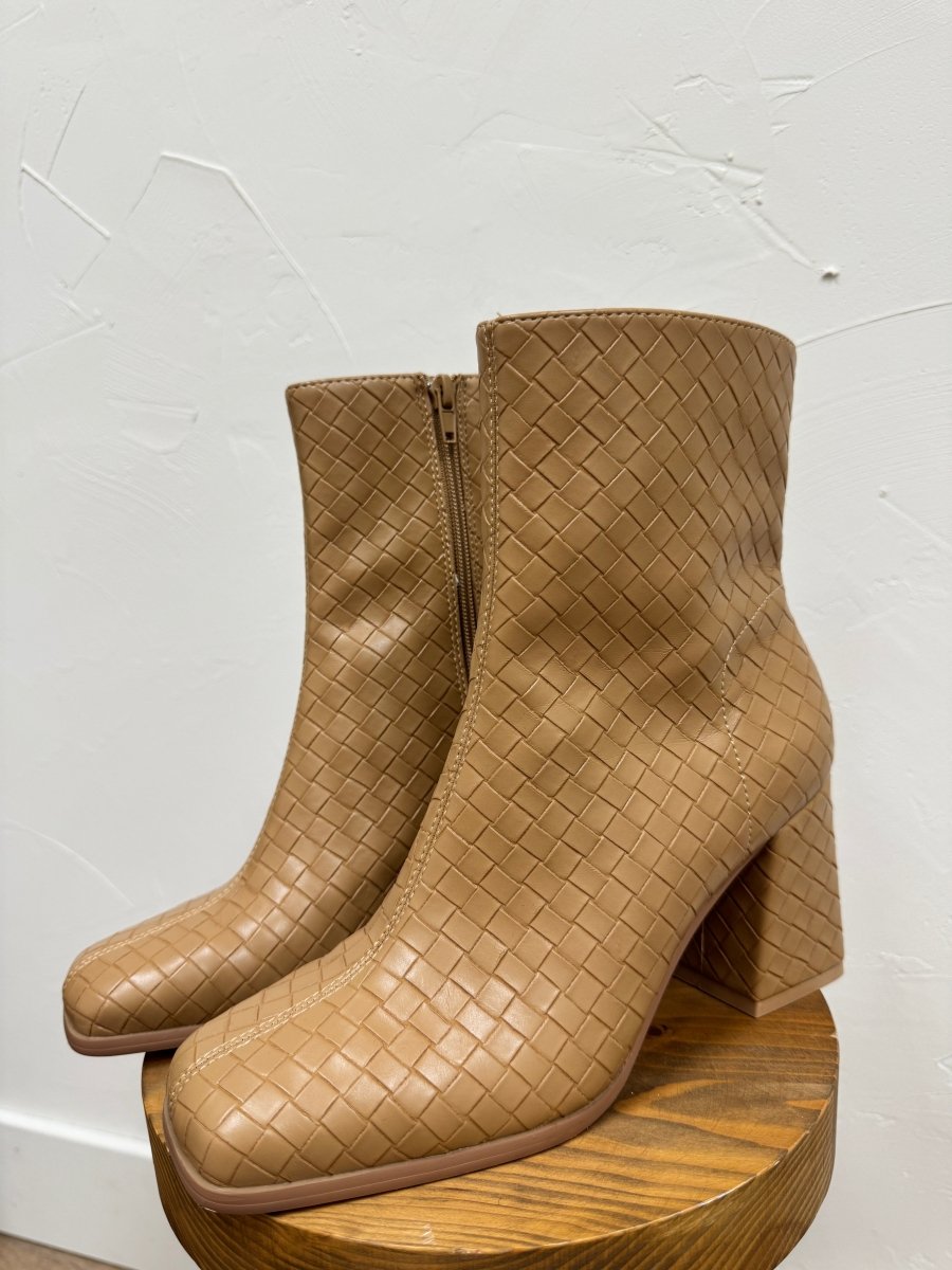 The Demi Woven Block Heel Ankle Boot - Three:Twelve Boutique - Three:Twelve