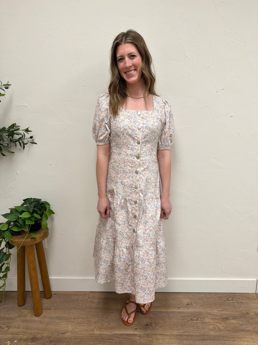 The Elton Tulip Print Dress – Mikrose Tulip Pattern Midi Dress - Three:Twelve Boutique - Mikarose